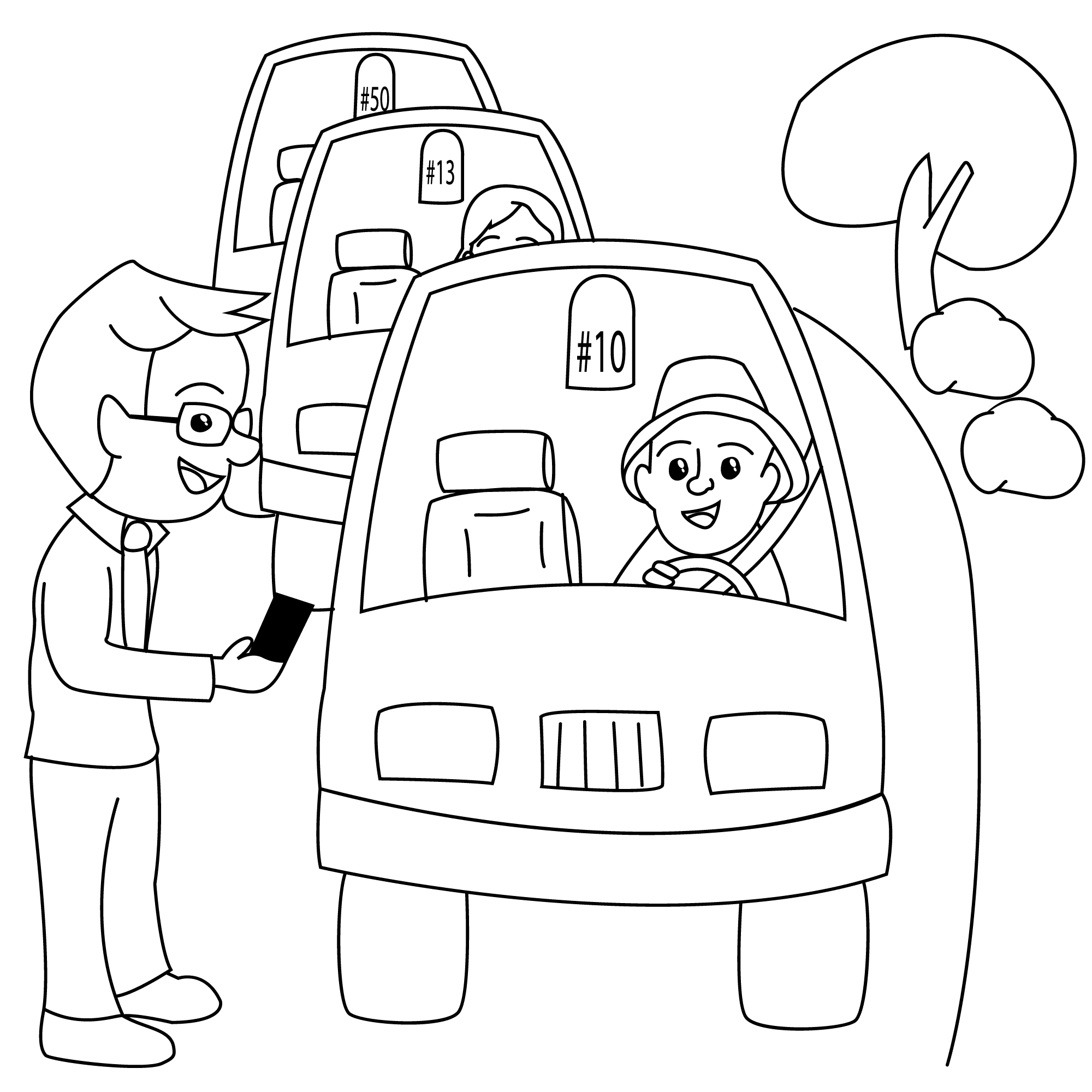 Carline Hound car rider app line sketch