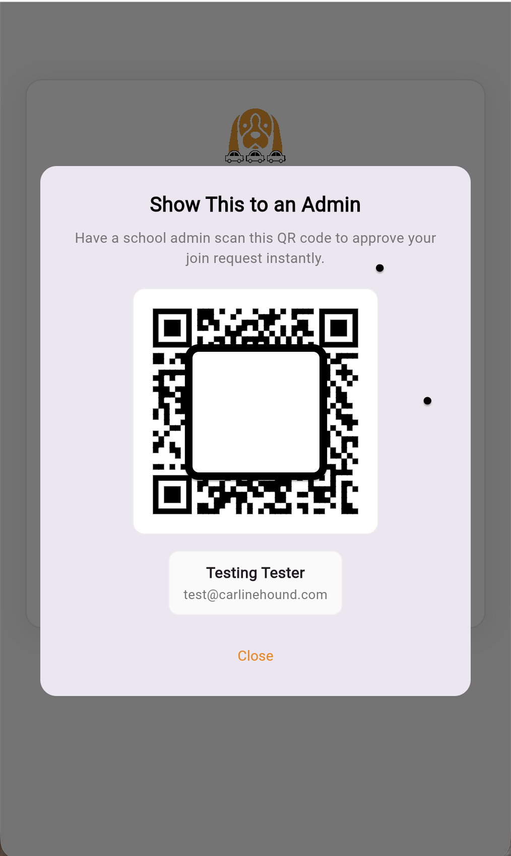 Show My QR — your personal QR code for an admin to scan