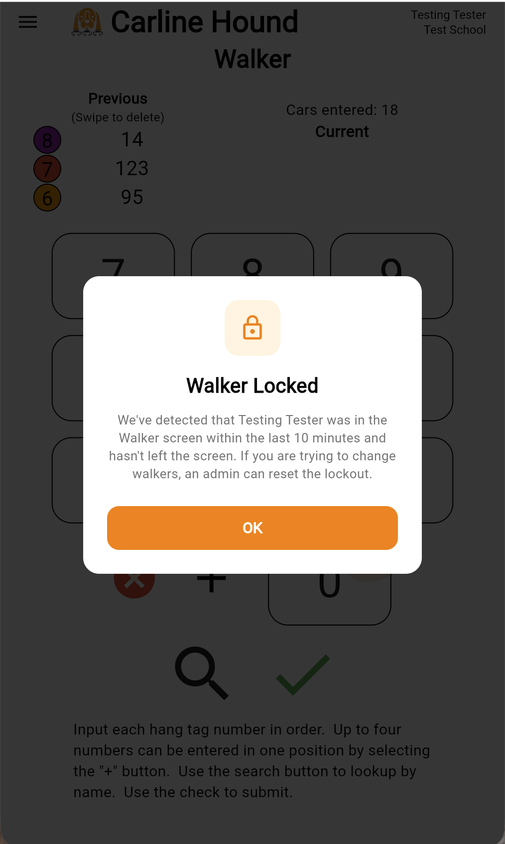 Walker locked dialog