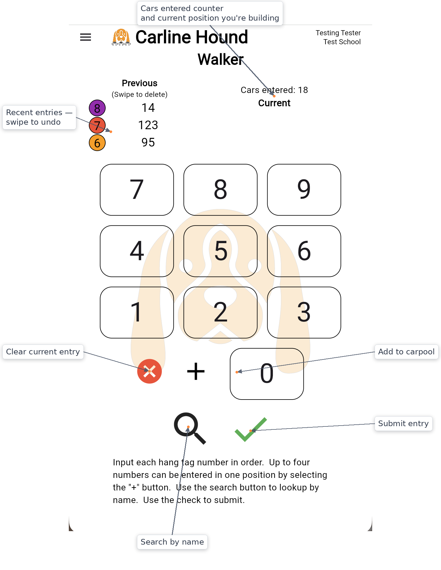 Walker — main keypad